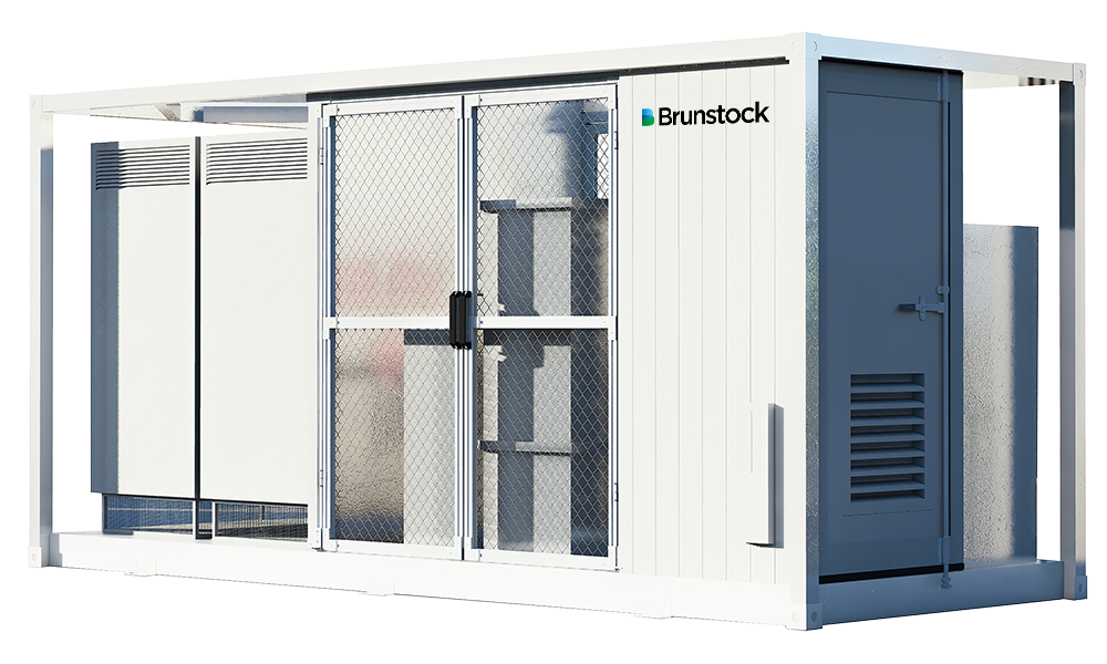 A Brunstock step-up station, which contains a PCS, LV cabinent and other components to provide stepup in power grid tied applications.