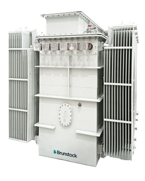 Brunstock power transformer for electrical enclosures and step-up substations