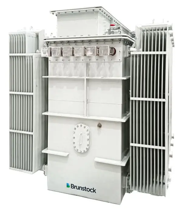 A photo of a step-up station power transformer