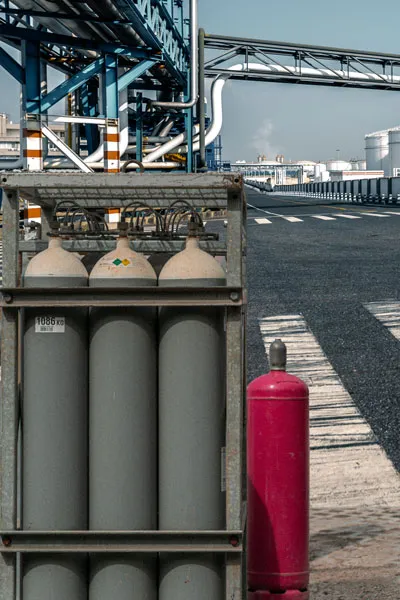 Dry air tanks on an industrial background