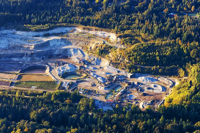 Aerial view of a mine site