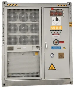 Emergenc stop button on containerised BESS DC block
