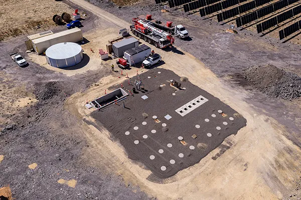 The empty site at Naracoorte BESS in South Australia, awaiting delivery of our BESS and step-up stations, February 2026