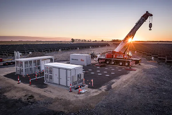 Brunstock BESS and step-up skid stations being delivered at Naracoorte in South Australia, February 2026