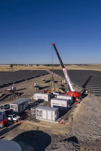 Installation of Brunstock BESS at Naracoorte in South Australia, February 2026