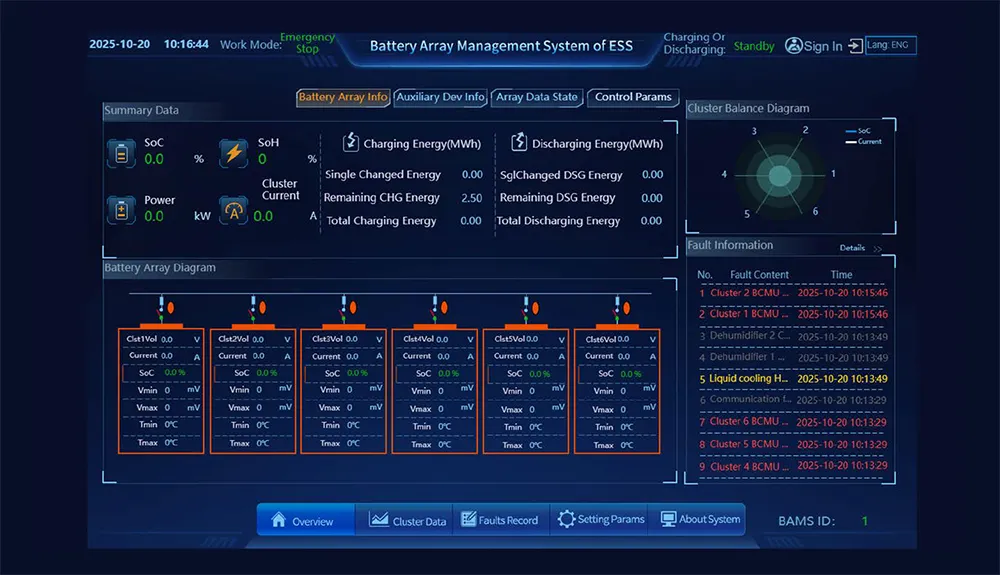 Brunstock BESS BAMS software screenshot