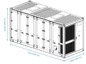 Brunstock BESS DC block dimensions standard 20 ft shipping container